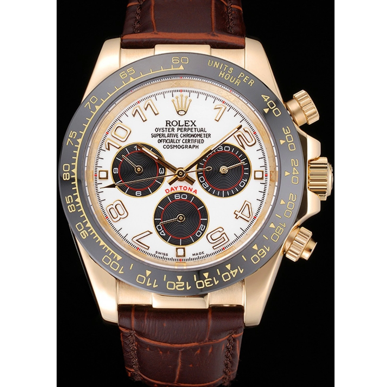 Rolex copies cheap Leather Cosmograph Case 622634 Black Bracelet Daytona Subdials Brown Rolex Gold 0702